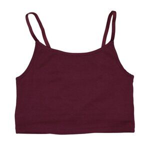Gap Body Cotton Ribbed Cropped Cami Top With Built-In Bra NWT Red Wine